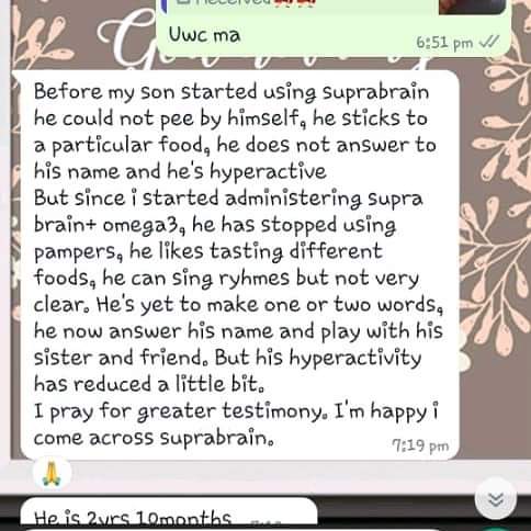 Supra Brain & Vegan Omega-3 Combo 6 he stopped using diapers